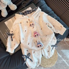 女童套装春秋款2025新款炸街女宝宝外套韩版拉布布衣服儿童秋装潮