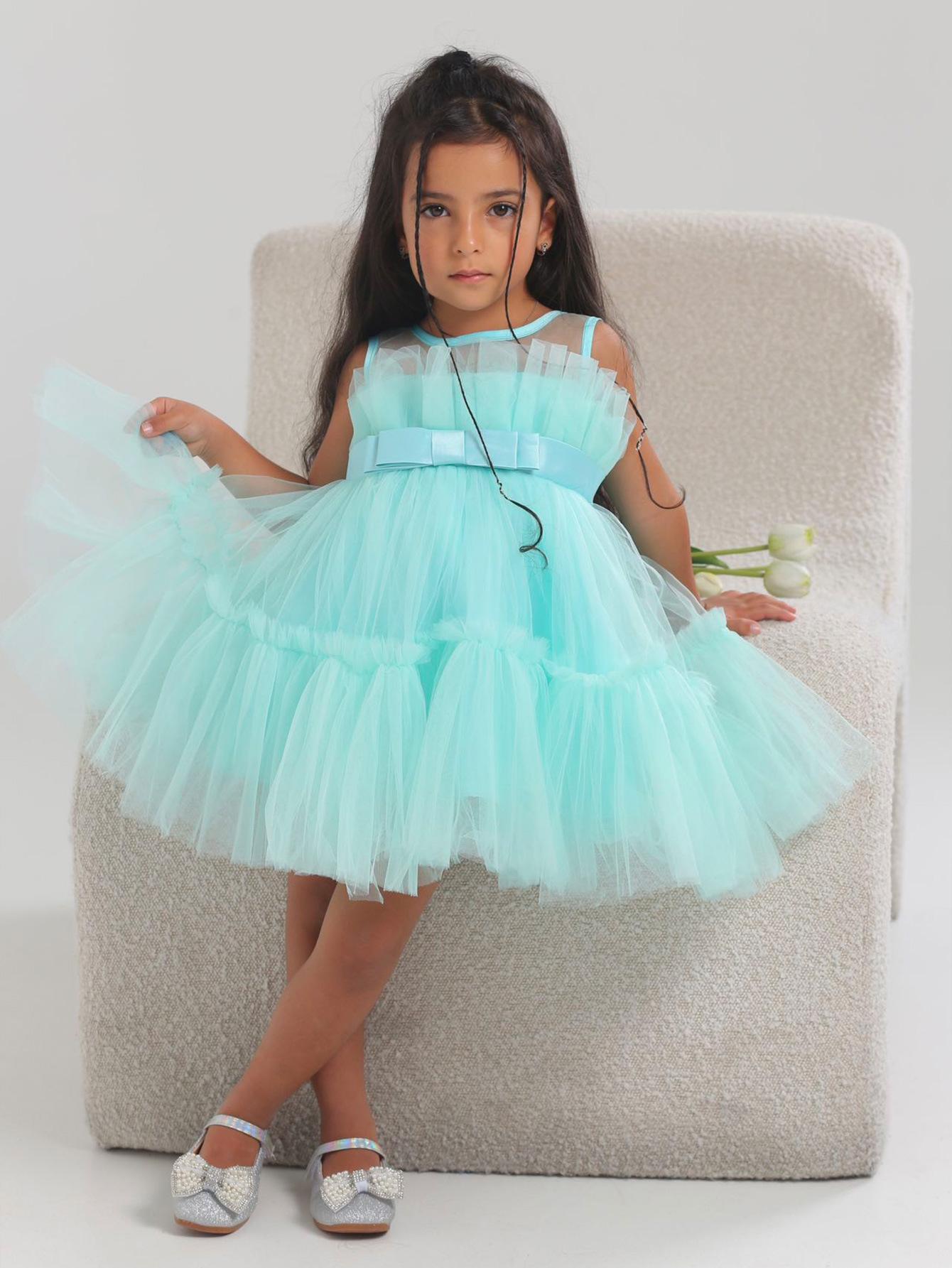 Barbie vestido de los niños vestido de princesa vestido infantil niños malla pastel pettiskirt niños vestido