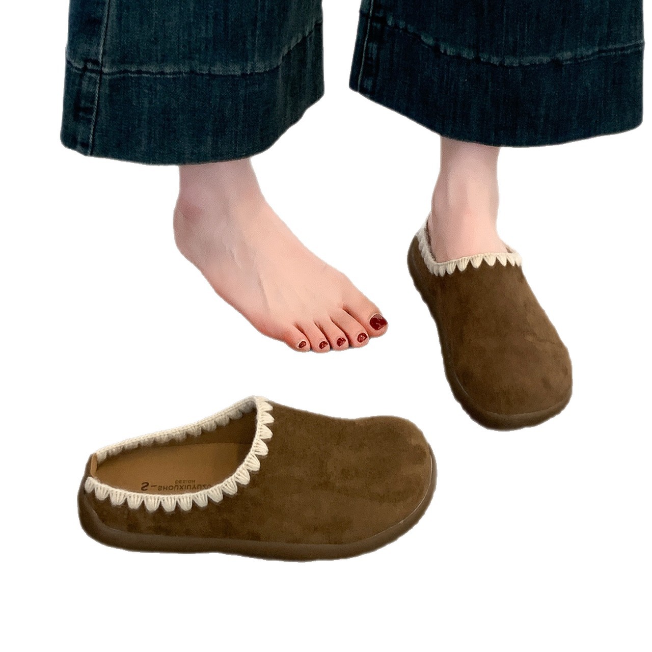 Zapatillas retro para mujeres otoño y invierno de 2025, nuevos zapatos Bean de piel suave, suela suave antideslizante y transpirable Bocken zapatos para mujeres