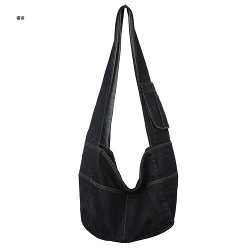 Lazy style denim canvas bag women's shoulder bag Korean style retro college casual shopping bag large capacity class backpack
