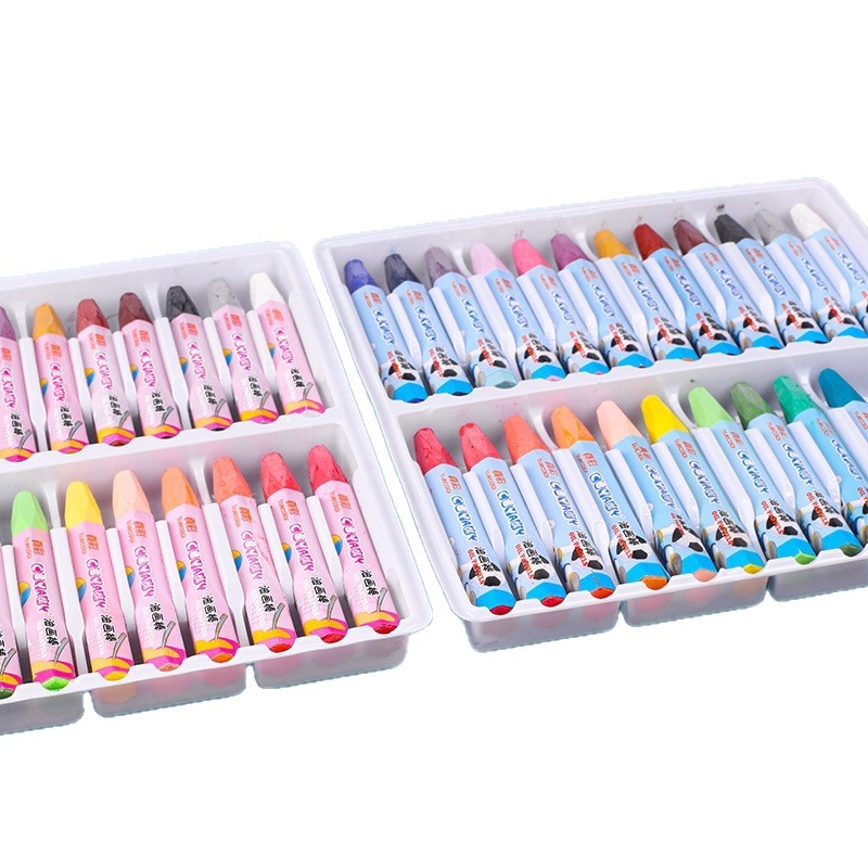 Zhenhai 24er Farben Ölpastellkreiden für Kinder zum Zeichnen und Ausmalen, rutschfest, handschmutzfrei, abwaschbar, Farbmalkreiden-Set