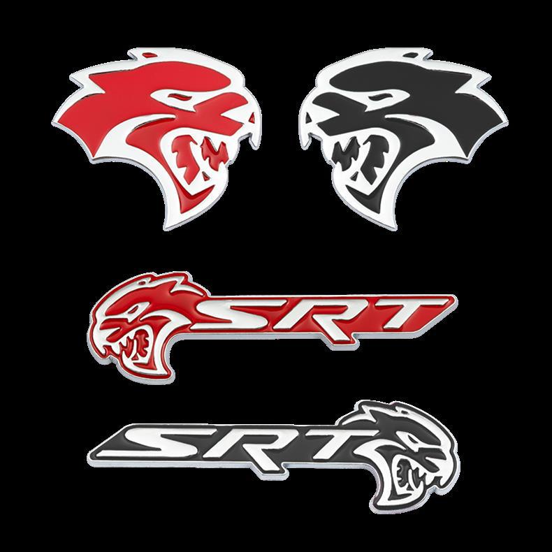 Dodge Hellcat SRT metal sticker, fender side emblem, 3D car sticker, rear emblem, window SRT decorative sticker