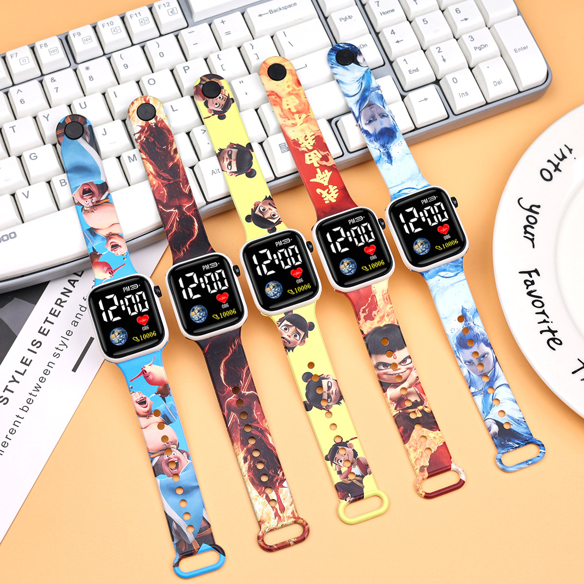 Nezha 2 Square Watch Watch Spot Digital Led Cross-Border Digital Watch Cartoon Watch Student Fashion Watch