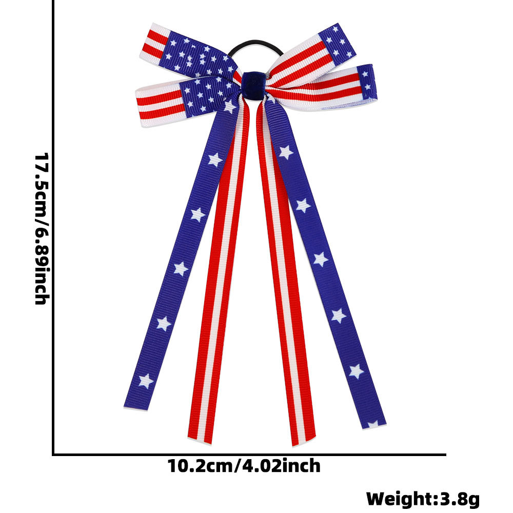 Nuevo Día de la Independencia Americana Bowknot Head Cuerda Estrella Bandera Estampado Día Nacional Tema Fiesta Decoración Cinta Anillo para el cabello image 9