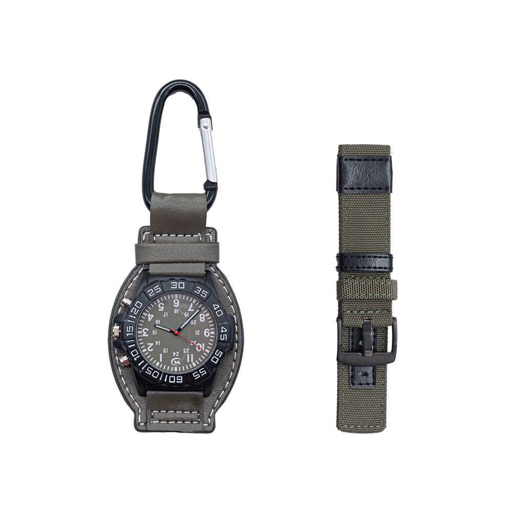 Combination Carabiner Quartz Watch Waterproof Luminous Woven Strap Simple Multifunctional Switchable Mountaineering Watch