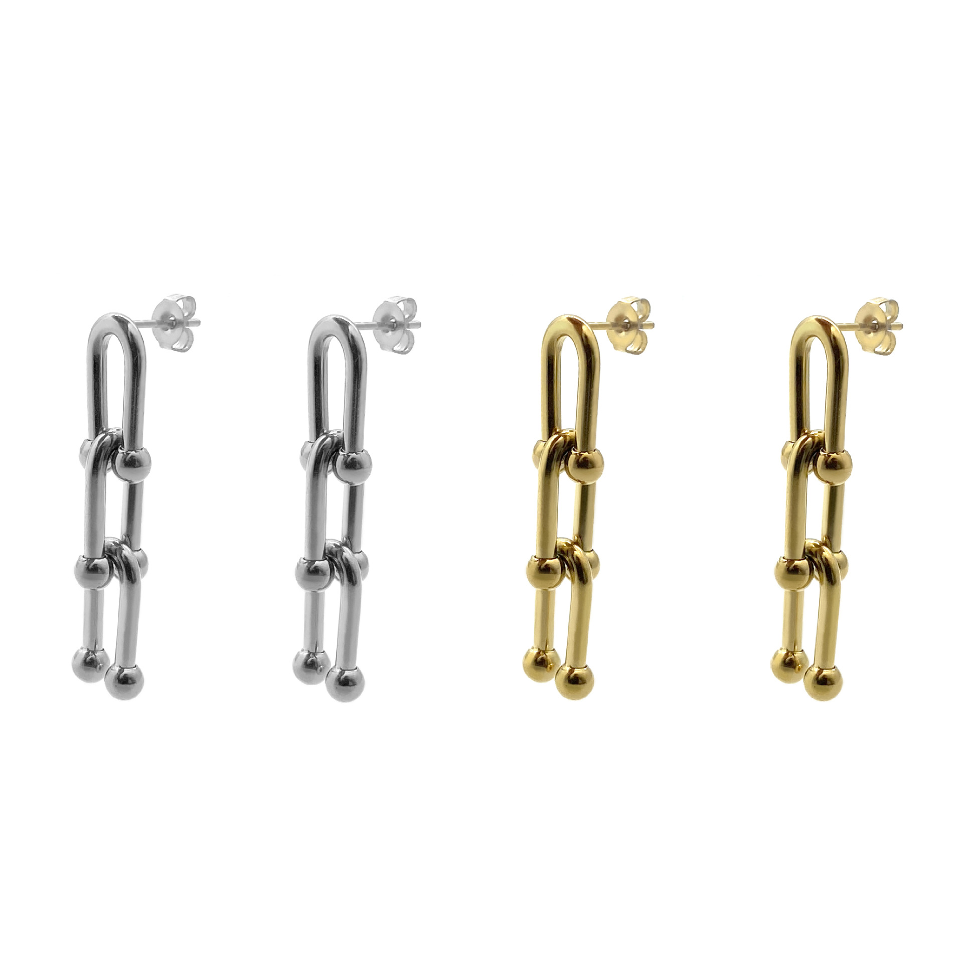 1 Pair Quantity 1 Pair Hip-Hop Geometric Polishing Titanium Steel Drop Earrings