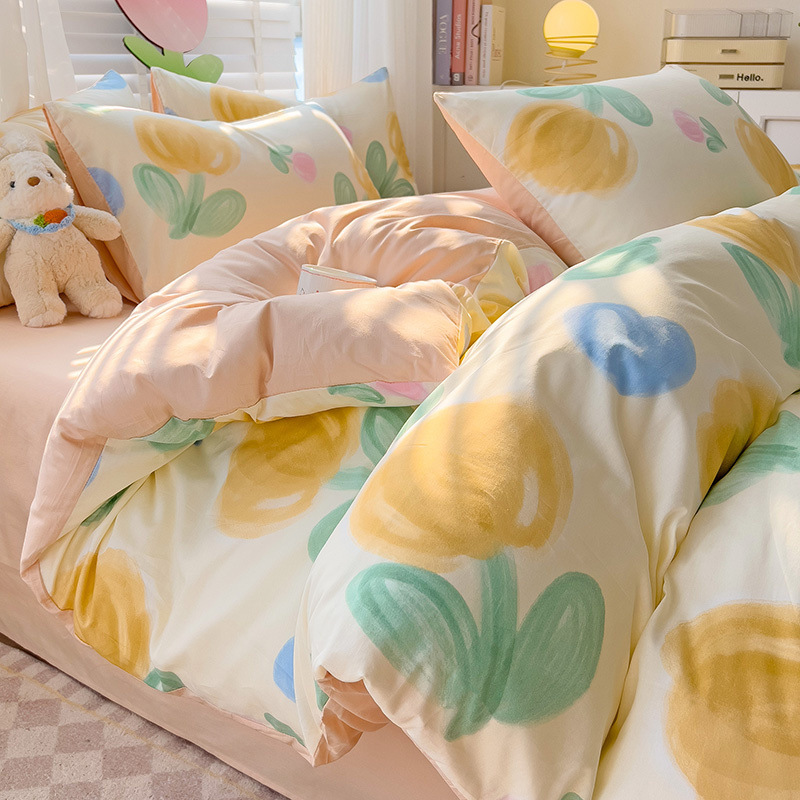 Ropa de cama de algodón americano de cuatro piezas Invierno 100 sábanas de algodón Funda de edredón Funda de edredón Juego de tres piezas 2025 Nuevo 4