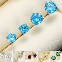 耳钉925纯银高级通勤一克拉镶钻八心八箭锆石镀白金三爪耳饰批发