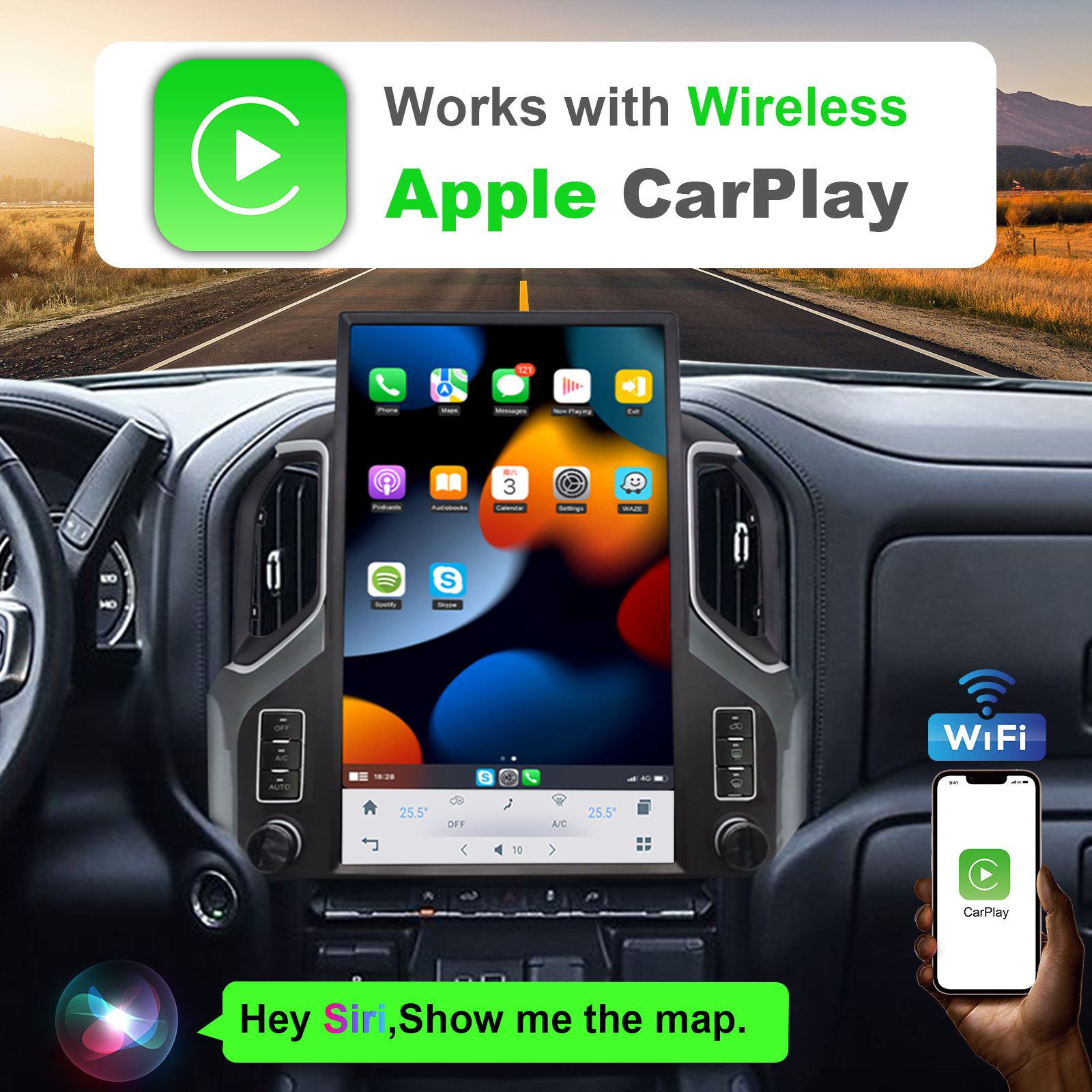 17.3inch Vertical Screen Android for Chevrolet Silverado 2019- Bluetooth Voice Control Navigation Screen