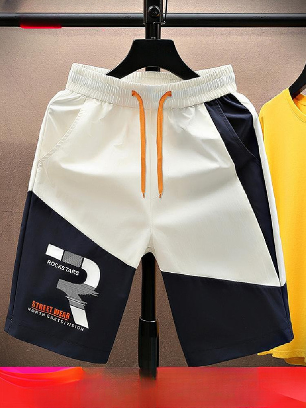 Jiaren Ice Silk Shorts Men's Five-quarter Pants Summer Thin Loose Outer Wear Large Pants Trendy Brand Men's Medium Pants Casual