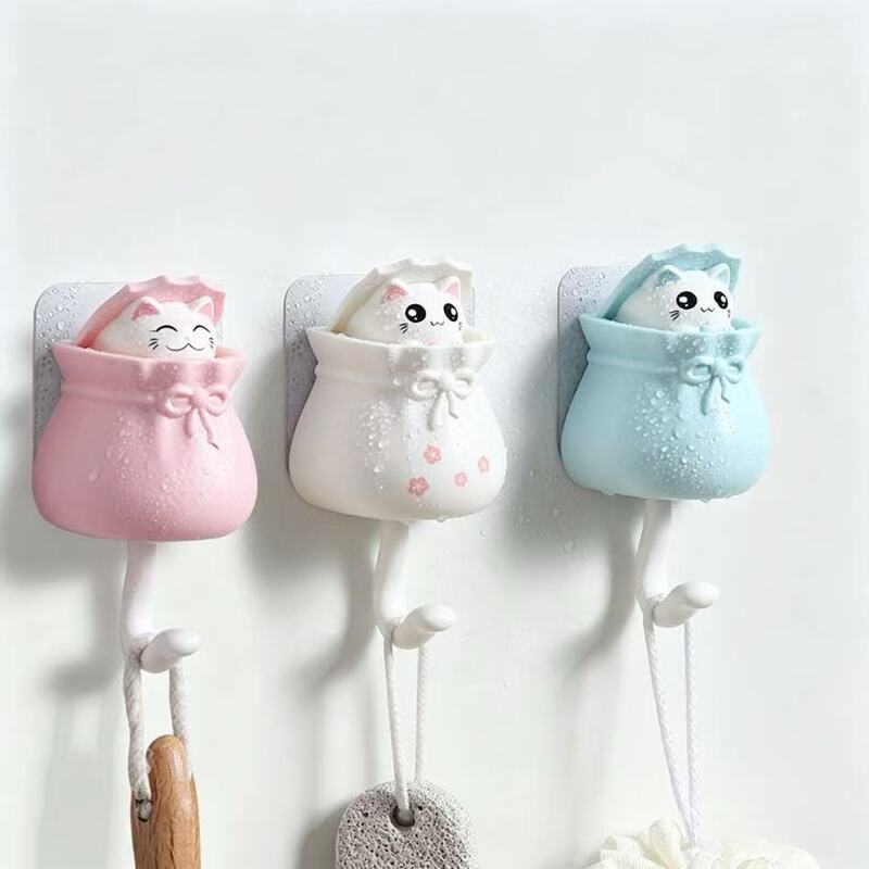 Creative Cat-Shaped Wall Hooks, Self-Adhesive, No-Drill, for Hanging Keys at the Entrance, Stylish Hooks, New Adhesive Hooks, Cute