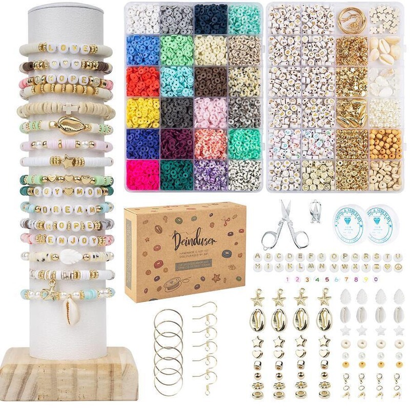Amazon's Best-Selling Acrylic Beads 24 Colors 2 Boxes Clay Bead Bracelet Kidsren's DIY Jewelry Soft Clay Piece Set