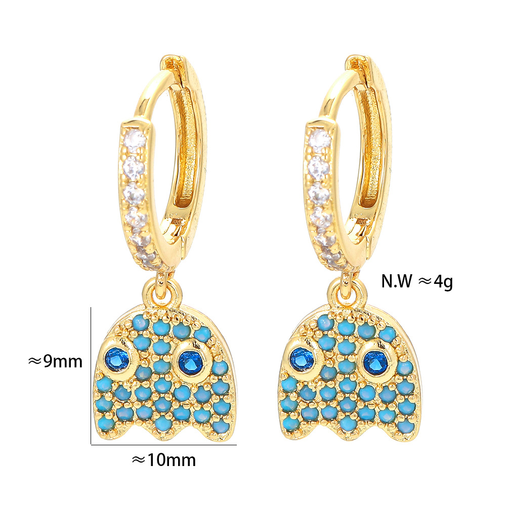 Cross-border Sold Jewelry Ear Ring Female Personality Eyes Fashion Rhinestone Earrings Micro Inlaid Zircon Ear Clip Diy Jewelry Accessories display picture 4