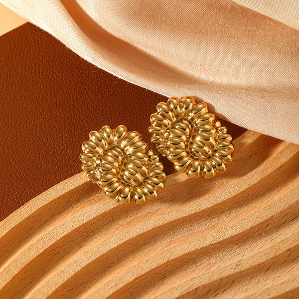 Brand geometric earrings stainless steel with pigtail
