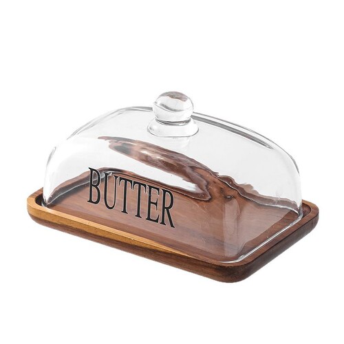 Transparent glass display plate for bamboo and wood cake stands, desserts, pastries, Western dinner plates, dining table setting, butter plates
