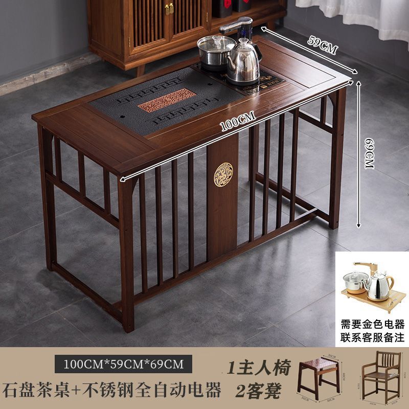 Mesa de té de oficina de balcón pequeña mesa y silla doméstica combinación de hervidor de agua en un conjunto completo de madera maciza nuevo estilo chino batería húmeda