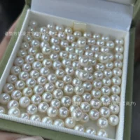 Морская вода жемчуг 5-6mm Япония akoya округлый скрекс сильный свет голый шарик гранулы полпоры DIY серьги гвоздь украшения