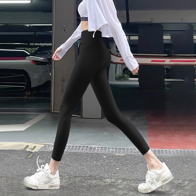 Pantalones de yoga desnudos, fitness, running, leggings ajustados, cintura alta, caderas, abdomen elástico, pantalones de tiburón
