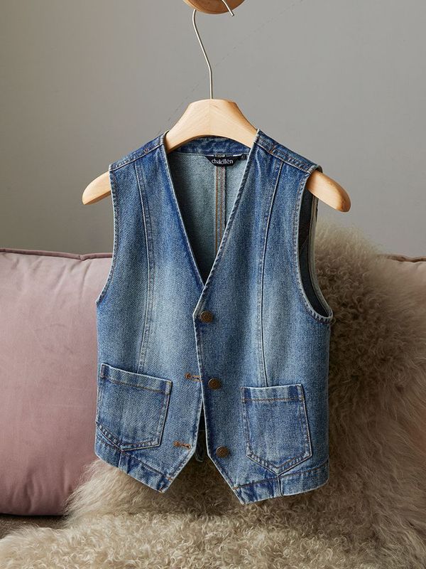 Fashion Denim Vest Women's 2025 New Explosions Spring and Autumn Sleeveless All-Match Temperament Design Sense Niche Vest Summer