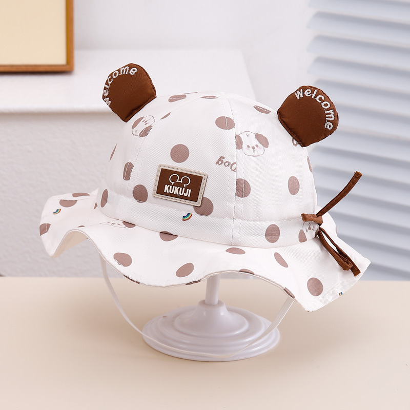 Sombrero de bebé encantador impresión oso lindo primavera y otoño bebés hombres y mujeres sombrero pescador sombrero de primavera para bebés sombrero de bañera sombrero de sombra