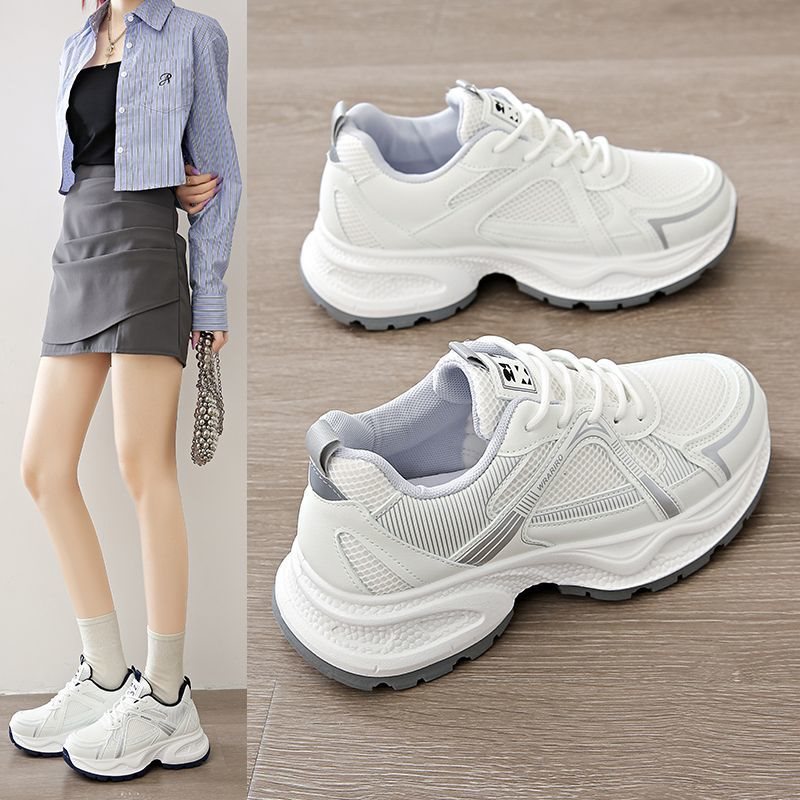 Breathable non-slip sneakers platform with shoelaces