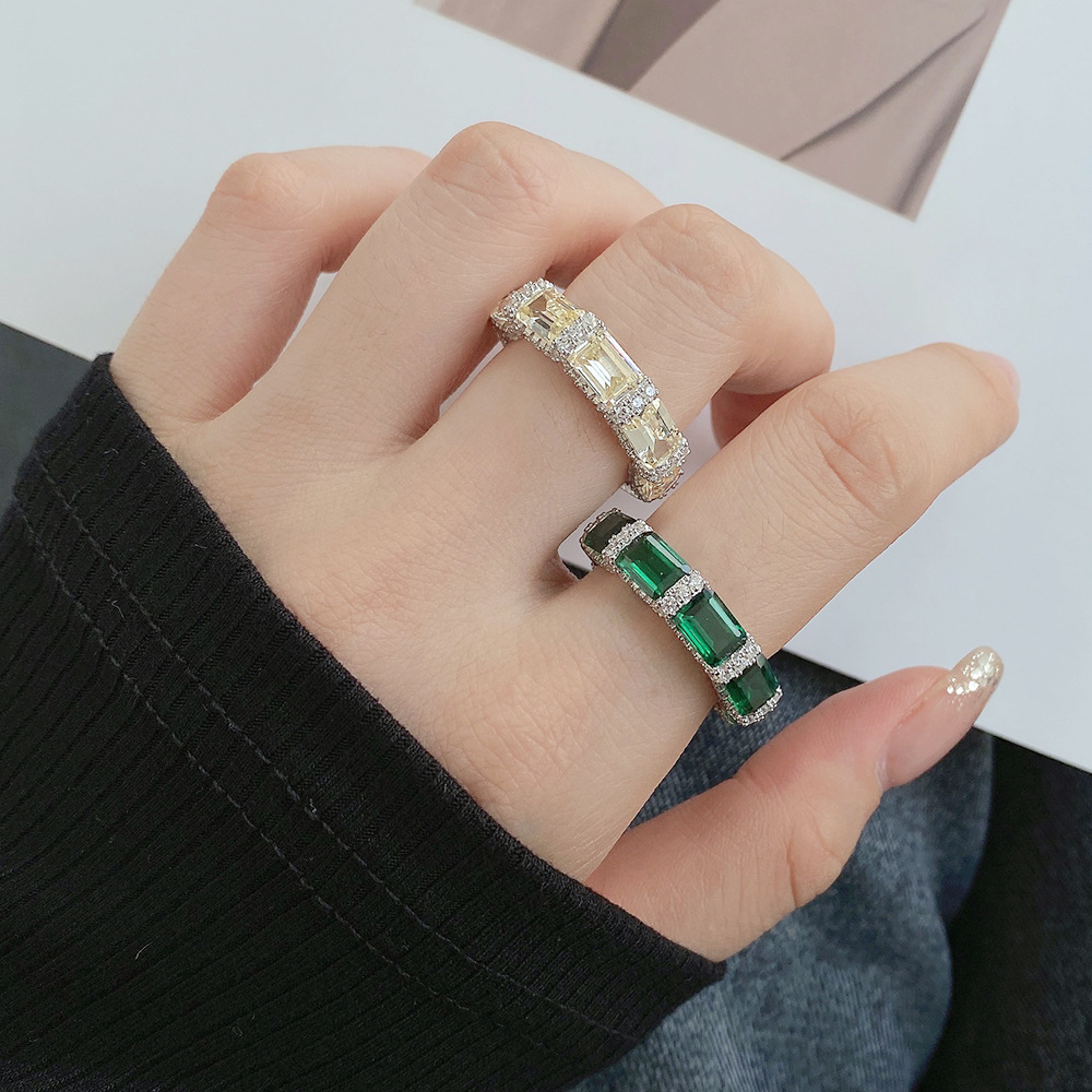 Luxurious Geometric Sterling Silver Plating Zircon Rings