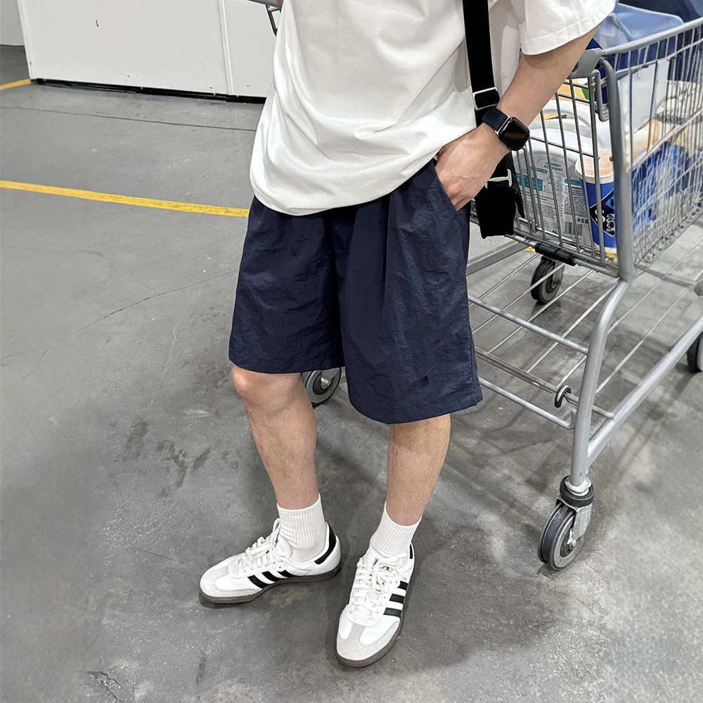 夏日系简约休闲户外速干运动短裤男女宽松轻薄透气沙滩抽绳五分裤