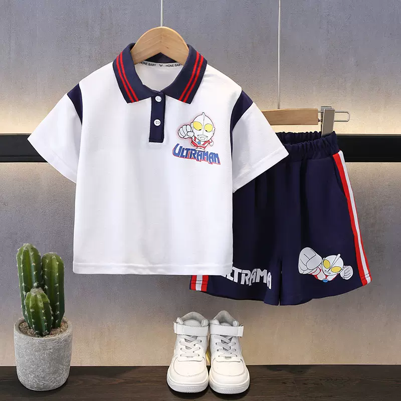 奥特曼男女童夏季套装2025新款儿童短袖宝宝夏装polo衫休闲两件套