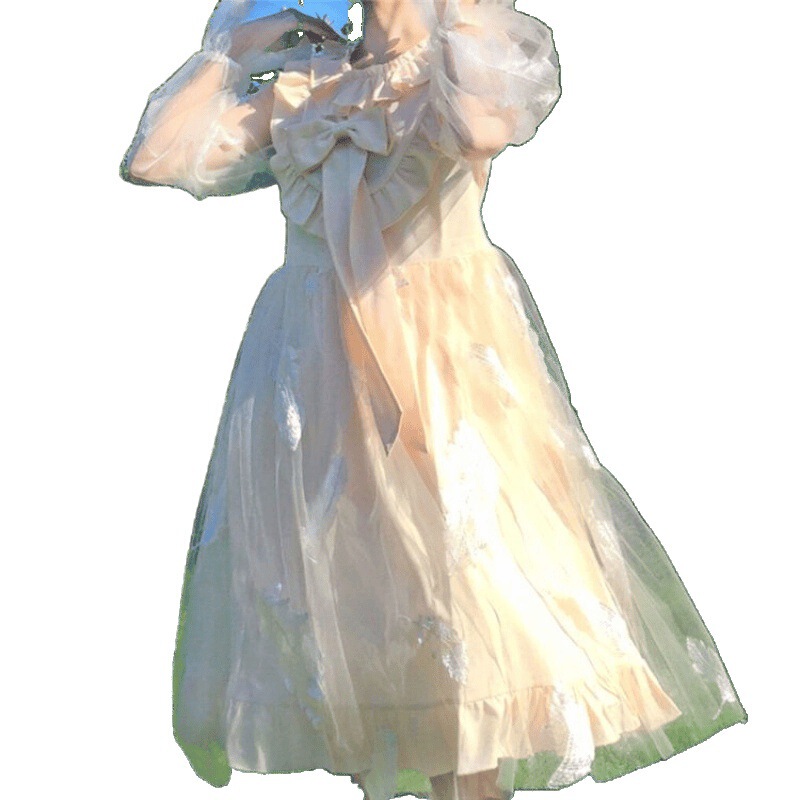 ロリータ妖精スカート夏和風ソフトガールメッシュリボン耳レースフェザードレスプリンセスドレス|undefined