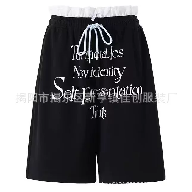 Прямые трансграничные продажи. Американский летний топ 2024 года с коротким рукавом, новая модель, с принтом букв, облегающий, короткий, простой дизайн для женщин.