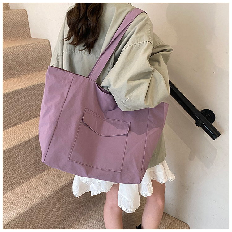 Cross-border laid-back style nylon bag for women 2025 new casual large-capacity shopping handbag, simple and lightweight single-shoulder bag undefined