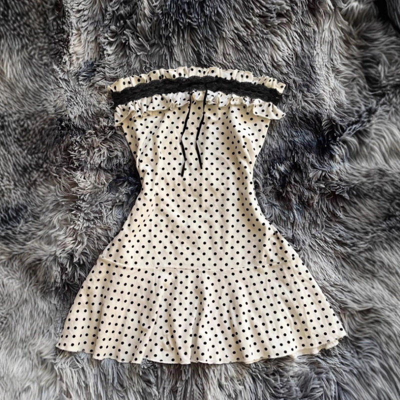 2026 Cross-Border Summer New Style Cute Sexy Polka Dot Sleeveless Slim Fit Tube Top Short Dress