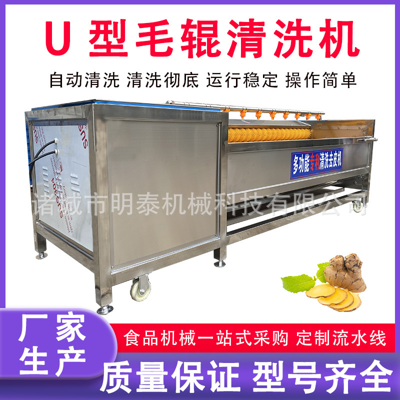 桔梗清洗去皮机 红薯土豆磨皮设备 猪蹄猪头羊蹄U型毛辊清洗机