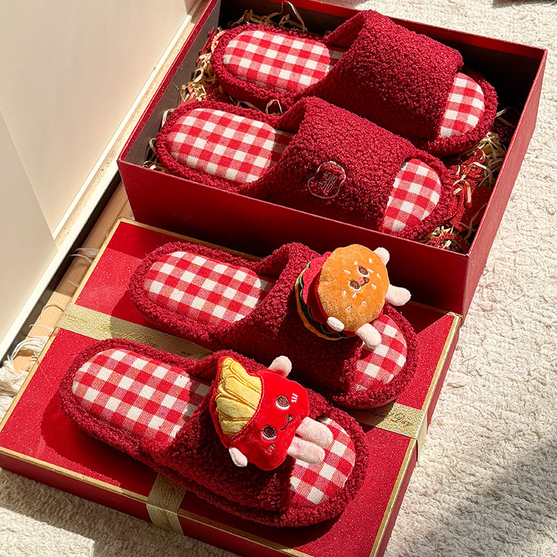 Red Slippers for Wedding, a Pair of Festive and High-End Slippers for Newlyweds, Bride and Groom, Wedding Slippers for Couples Red Slippers for Wedding, a Pair of Festive and High-End Slippers for Newlyweds, Bride and Groom, Wedding Slippers for Couples