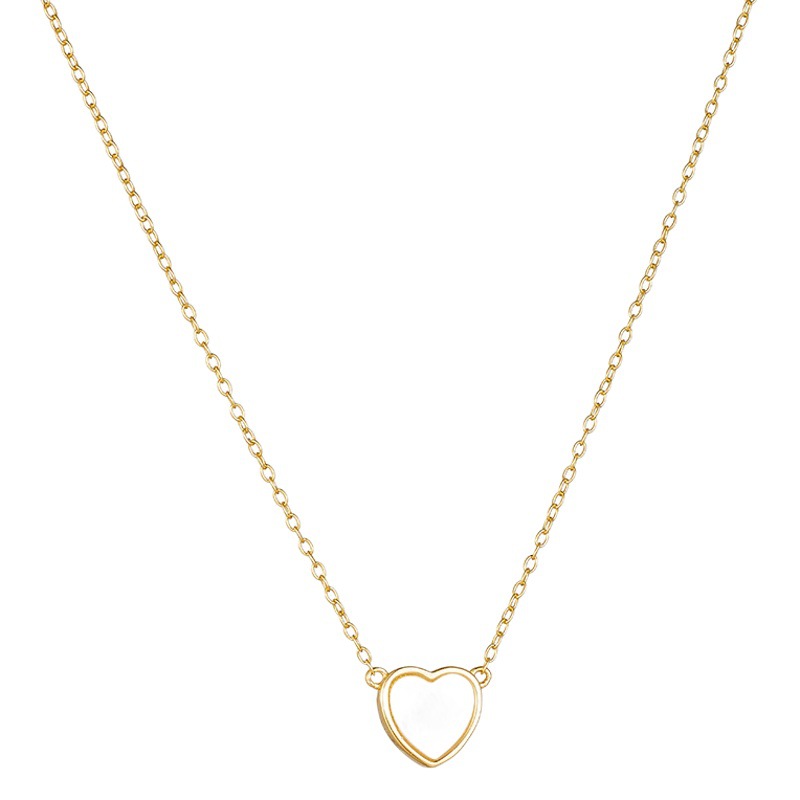 Diseño de estilo coreano para mujer en forma de corazón collar de fritillary blanco 925 plata esterlina colgante de concha en forma de corazón Internet celebridad luz lujo ins Cadena de clavícula