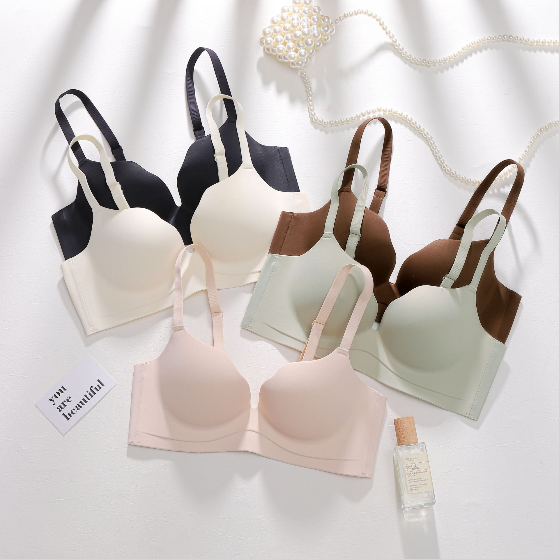 심리스 여름 속옷 여성용 작은 가슴 스틸 링이없는 외부 확장 대형 원피스 처짐 방지 상부 브래지어