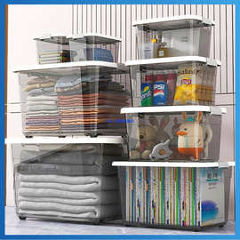 透明收纳箱家用容量储物箱杂物玩具收纳盒特大号衣服整理箱塑料筐