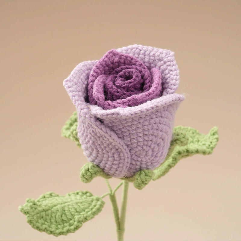 Винное стекло роза отделка чисто ручное плетение букет домашняя декора crochet имитационный цветок шерстяной подарок для подруги