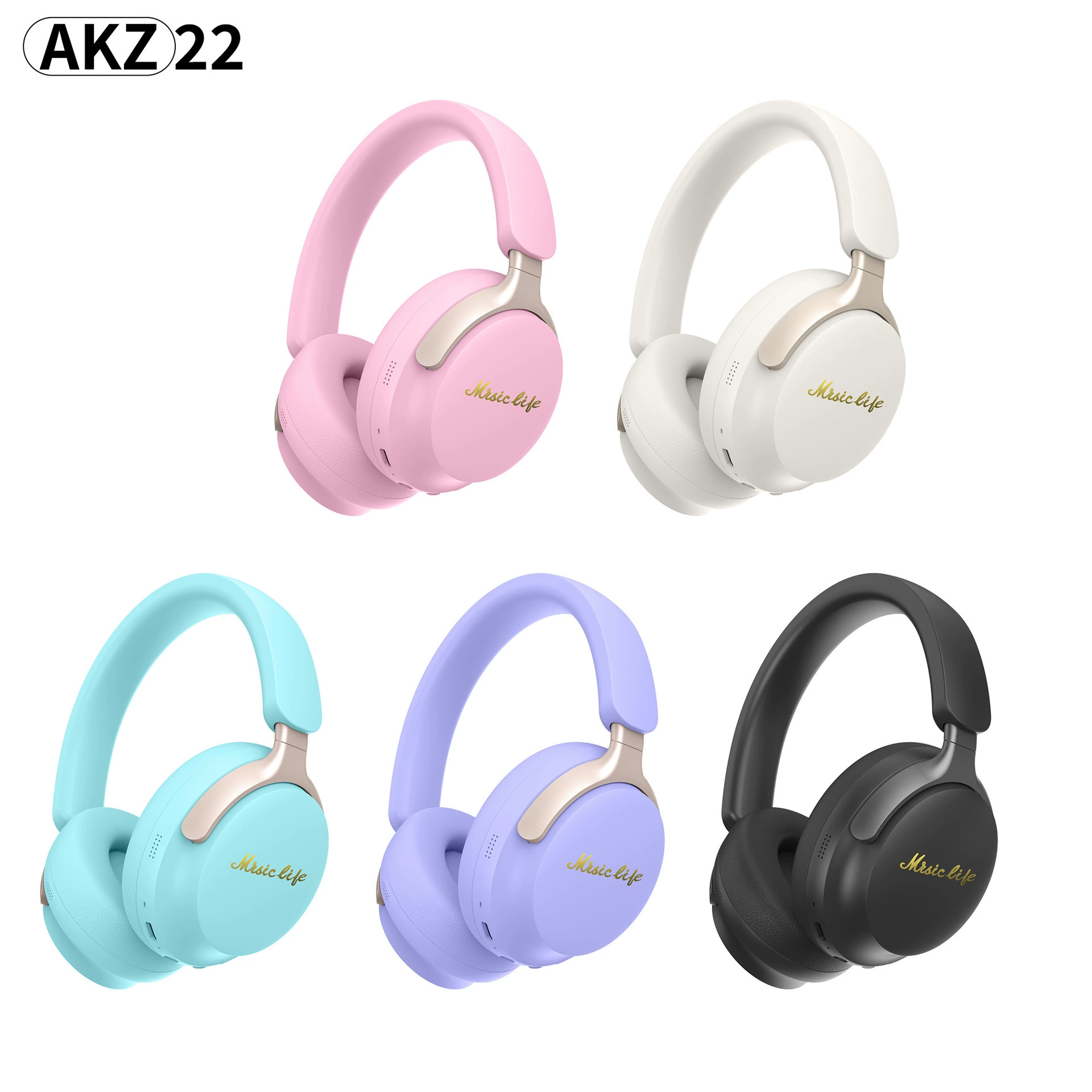 Новый 2024 AKZ-22 кросс‑бордер беспроводной новый гарнитур Bluetooth макаронный цвет карта FM гарнитура