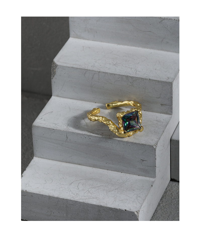 niche design minimalist micro-inlaid zircon texture S925 silver open ring