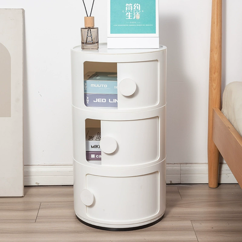Скандинавская круглая прикроватная тумбочка Ins, современный минималистичный белый креативный маленький шкаф, мини-простой пластиковый боковой шкаф