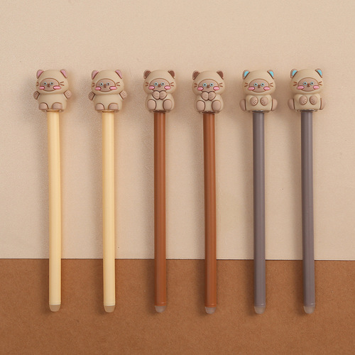 Chinese Sail Stationery Silicone Sesame Cat Neutral Pen Korean Version Cute Pet Cat Writing Pen Student Signature Pen Prize