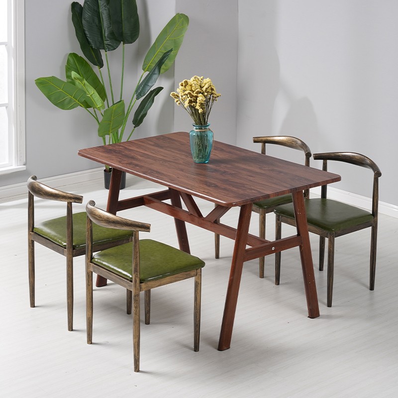 Mesa de comedor combinación de mesa rectangular mesa cuadrada mesa de hierro forjado silla de toro mesa de comedor mesa de comedor económica pequeña casa
