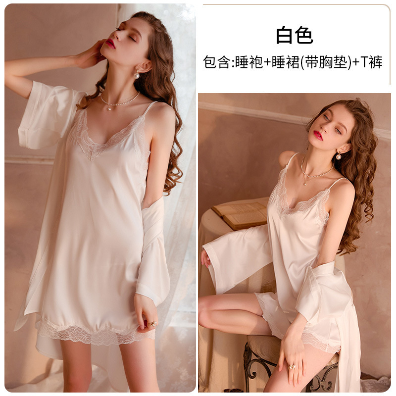 Cinturón de camisón de abrigo blanco (con almohadilla para el pecho)