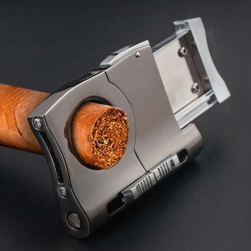 Stainless steel cigar cutter multifunctional portable cigar accessories cigar cutter with double cigar drill hole opener