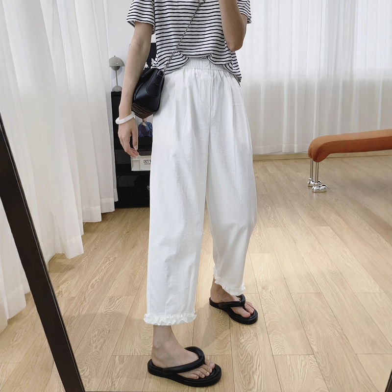 女性用の耳の形をしたルーズストレートカジュアルパンツ、夏用の薄い9点アイスシルク速乾パンツ、軽くてスリムなハーレムパンツ|undefined