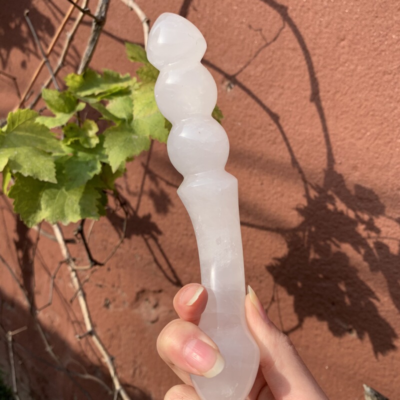 天然白水晶雕刻原石打磨水晶按摩棒 图 8
