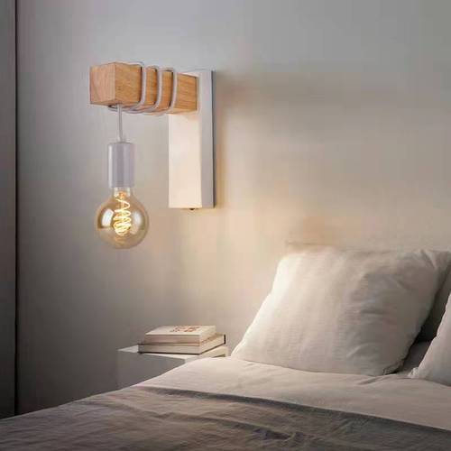 现代简约复古壁灯卧室客厅床头灯创意个性铁艺木艺北欧壁灯楼梯灯