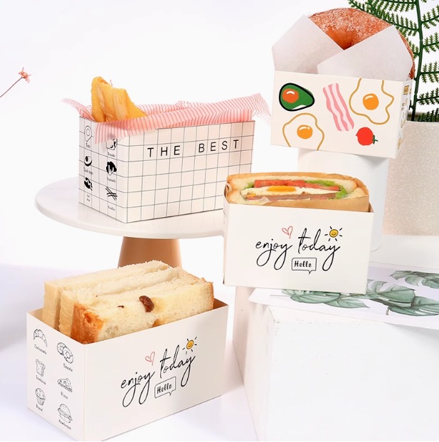 三明治包装盒汉堡便当盒早餐厚蛋烧吐司打包盒子韩式烘焙西点纸托