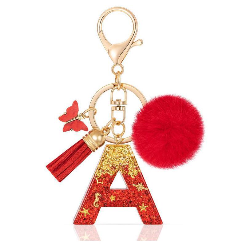 Resin 26 English Alphabet Keychains Initial Keychains Resin Letter a Keychains Cute Car Keys